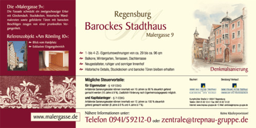 Unternehmensgruppe Peter Trepnau: Bautafel "Regensburg Barockes Stadthaus"