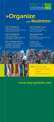 RecySystems AG: Messebanner "Organize your business"