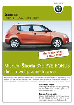 Autohaus West Regensburg: Poster "BYE-BYE-BONUS"